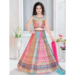 BAESD Girls Embroidered Tie and Dye Ready to Wear Lehenga & Blouse With Dupatta-picture-24