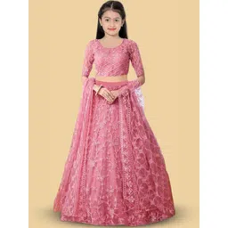 BAESD Girls Ethnic Motif Embroidered Net Lehenga & Blouse With Dupatta-picture-22