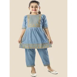 BAESD Girls Ethnic Motifs Embroidered Empire Thread Work Kurta with Palazzo-picture-39