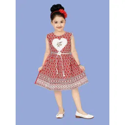 BAESD Girls Ethnic Motifs Embroidered Sleeveless Fit & Flare Dress-picture-11