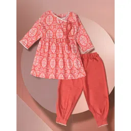 BAESD Girls Ethnic Motifs Print Angrakha Gotta Patti Pure Cotton A-Line Kurti With Salwar-picture-51