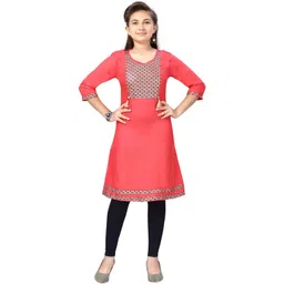BAESD Girls Ethnic Motifs Printed Cotton A-Line Kurta with Leggings-picture-14