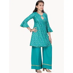 BAESD Girls Ethnic Motifs Printed Cotton A-Line Kurta with Palazzos-picture-15