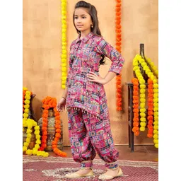 BAESD Girls Ethnic Motifs Printed Cotton A-Line Kurta with Patiala-picture-13