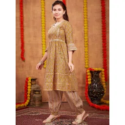 BAESD Girls Ethnic Motifs Printed Cotton A-Line Kurta with Patiala image 3