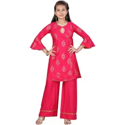 BAESD Girls Ethnic Motifs Printed Keyhole Neck Pure Cotton A-Line Kurta With Palazzos-picture-21