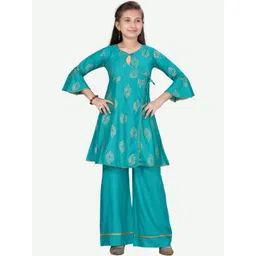 BAESD Girls Ethnic Motifs Printed Pure Cotton A-Line Kurta with Palazzos-picture-20