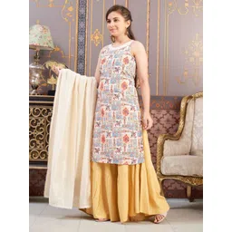 BAESD Girls Ethnic Motifs Printed Round Neck Pure Cotton A-Line Kurta-picture-39