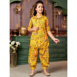 BAESD Girls Ethnic Motifs Printed Straight Kurta With Patiala & Jacket-picture-56