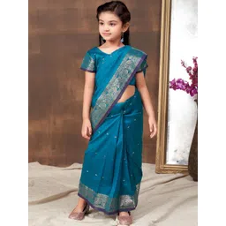 BAESD Girls Ethnic Motifs Woven Design Zari Banarasi Ready to Wear Saree-picture-34