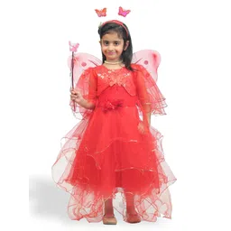 BAESD Girls Flared Sleeve Net Layered Fit & Flare Cotton Dress-picture-17