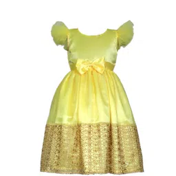 BAESD Girls Floral Embroidered Flutter Sleeves Fit & Flare Dress With Bow Detail-picture-37