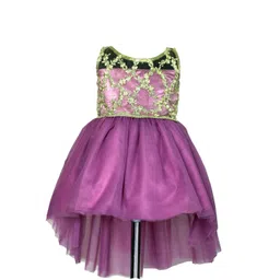 BAESD Girls Floral Embroidered Gathered Net Fit & Flare Dress-picture-34