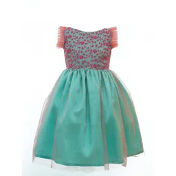 BAESD Girls Floral Embroidered Gathered Satin Fit & Flare Dress-picture-36