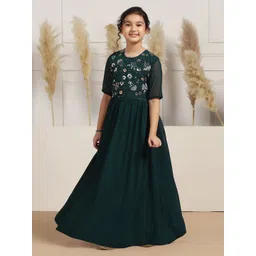 BAESD Girls Floral Embroidered Georgette Fit & Flare Maxi Dress-picture-17