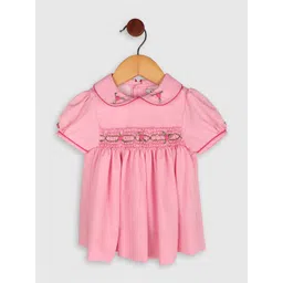 BAESD Girls Floral Embroidered Peter Pan Collar Smocked Fit & Flare Dress-picture-25