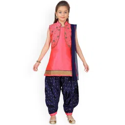 BAESD Girls Floral Embroidered Regular Pure Silk Kurti with Salwar & With Dupatta-picture-40