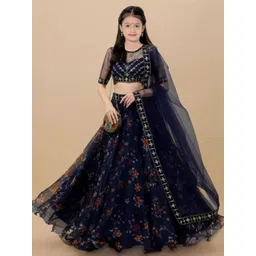 BAESD Girls Floral Embroidered Semi-Stitched Lehenga & Unstitched Blouse With Dupatta-picture-19