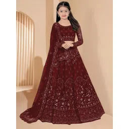 BAESD Girls Floral Embroidered Thread Work Semi-Stitched Lehenga Choli With Dupatta-picture-28