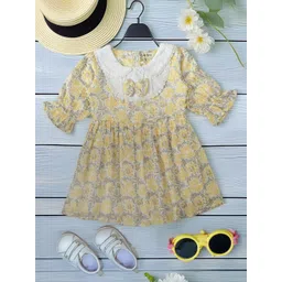 BAESD Girls Floral Print Puff Sleeve Fit & Flare Dress-image-18