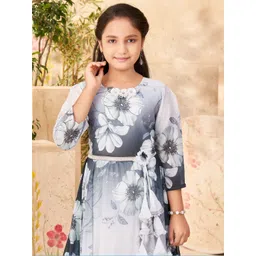 BAESD Girls Floral Print Puff Sleeve Gown Maxi Dress-image-31