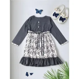 BAESD Girls Floral Print Round Neck Cotton Fit & Flare Dress-image-23