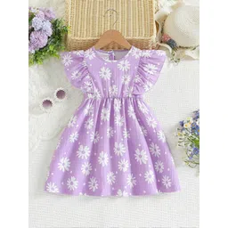 BAESD Girls Floral Print Round Neck Gathered Detailed Fit & Flare Dress-image-31