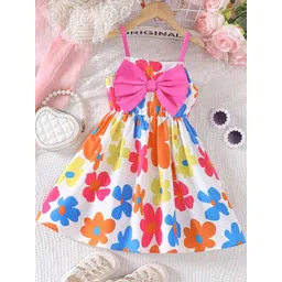 BAESD Girls Floral Printed Bow Fit and Flare Dress-picture-24