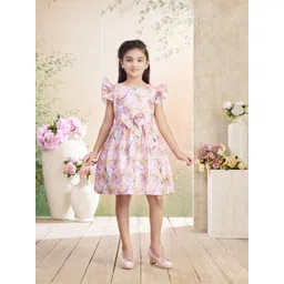 BAESD Girls Floral Printed Flared Sleeve Fit & Flare Dress-picture-22