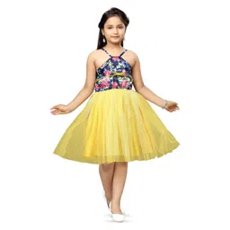 BAESD Girls Floral Printed Gathered or Pleated Shoulder Straps Net Fit & Flare Dress-picture-20