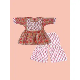 BAESD Girls Floral Printed Gotta Patti Pleated A-Line Kurti With Sharara-picture-47