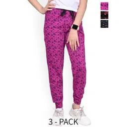 BAESD Girls Floral Printed Pack Of 3 Cotton Joggers-picture-37