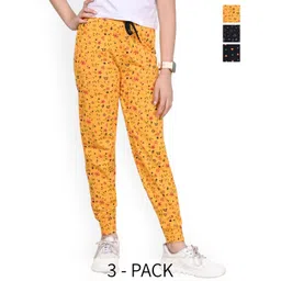 BAESD Girls Floral Printed Pack Of 3 Pure Cotton Joggers-picture-12