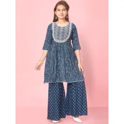 BAESD Girls Floral Printed Pure Cotton A-Line Kurta with Sharara-picture-25
