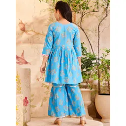 BAESD Girls Floral Printed Pure Cotton A-Line Kurti with Sharara-picture-24