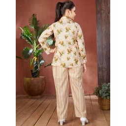 BAESD Girls Floral Printed Pure Cotton Top, Coat With Trouser image 4