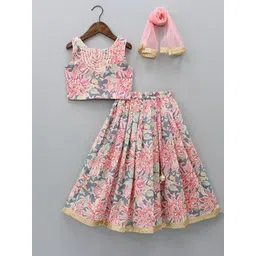 BAESD Girls Floral Printed Ready To Wear Lehenga With Blouse & Dupatta-picture-54