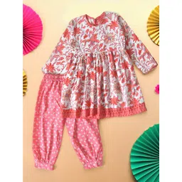 BAESD Girls Floral Printed Regular Pure Cotton A-Line Kurti With Salwar-picture-57