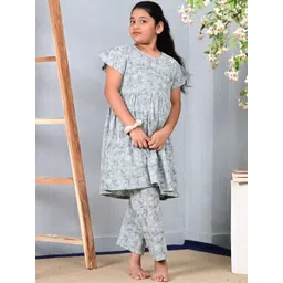 BAESD Girls Floral Printed Regular Pure Cotton Top with Pyjamas-picture-18