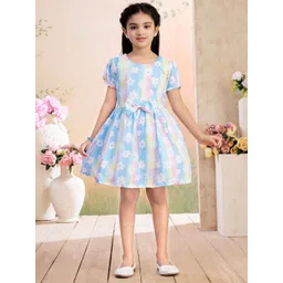 BAESD Girls Floral Printed Round Neck Fit & Flare Dress-picture-36