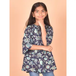 BAESD Girls Floral Printed Round Neck Peplum Opaque Casual Top-picture-54