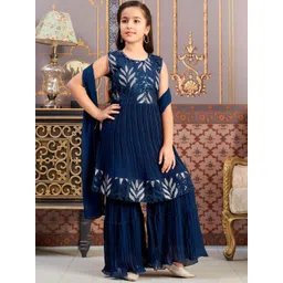 BAESD Girls Floral Printed Round Neck Sequinned Anarkali Kurta With Sharara & Dupatta-picture-50