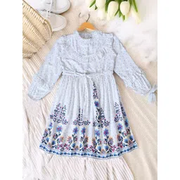 BAESD Girls Floral Printed Ruffled Fit & Flare Dress-picture-19