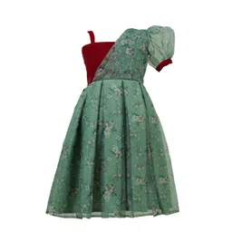 BAESD Girls Floral Printed Shoulder Straps Single Sleeve Knee length Dress-picture-39