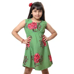 BAESD Girls Floral Printed Sleeveless Crepe A-Line Dress-picture-40