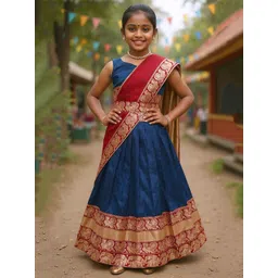 BAESD Girls Floral Woven Design Unstitched Lehenga With Blouse-picture-30