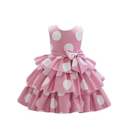 BAESD Girls Geometric Printed Satin Fit & Flare Layered Party Dress-picture-54