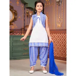 BAESD Girls Geometric Printed Sequinned Straight Kurti With Patiala & Dupatta-picture-57