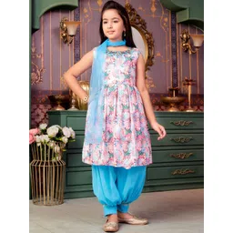 BAESD Girls Geometric Printed Sequunied Anarkai Kurta With Patiala & Dupatta-picture-35