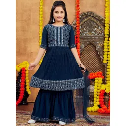 BAESD Girls Girls Sequin Embroidered Kurta With Sharara & With Dupatta-picture-28